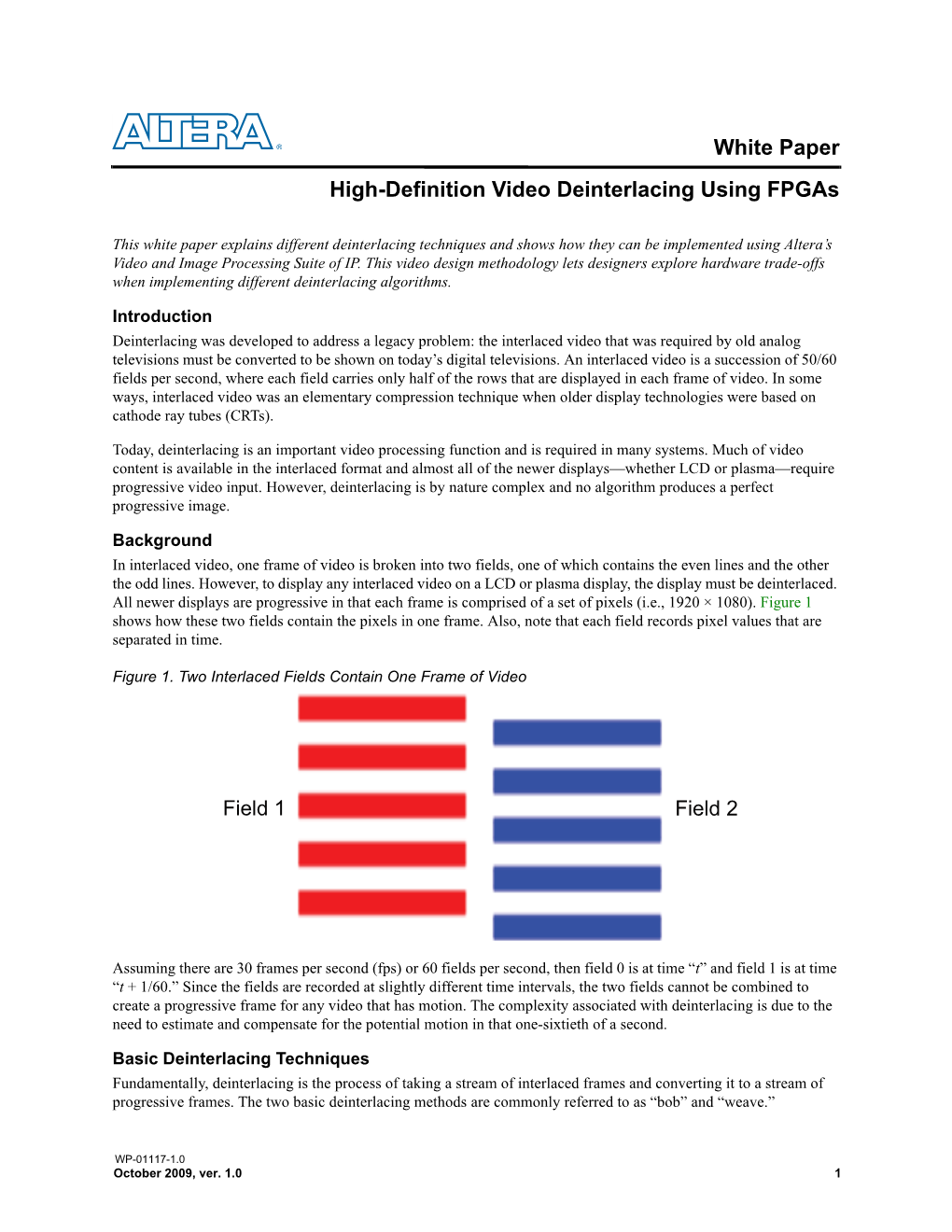 High-Definition Video Deinterlacing Using Fpgas