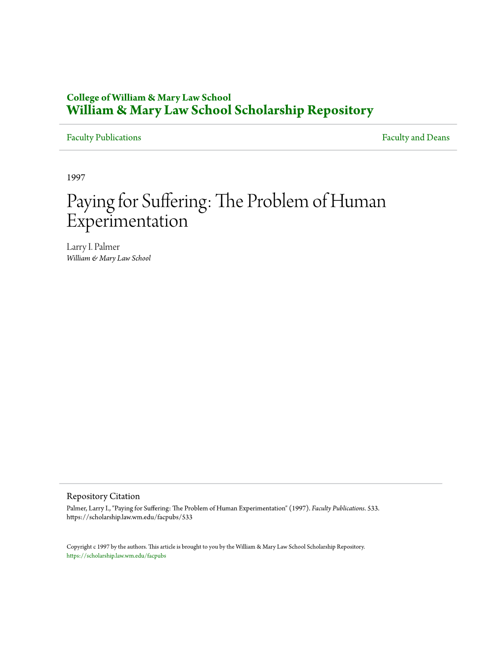 Paying for Suffering: the Problem of Human Experimentation