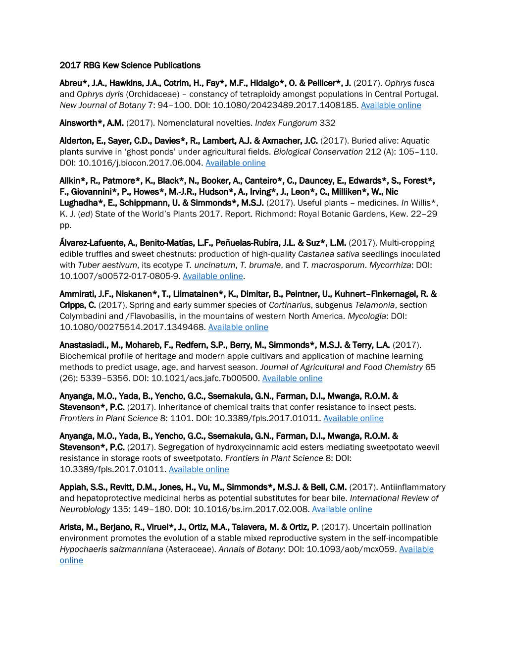 2017 RBG Kew Science Publications Abreu*, JA, Hawkins, JA, Cotrim, H