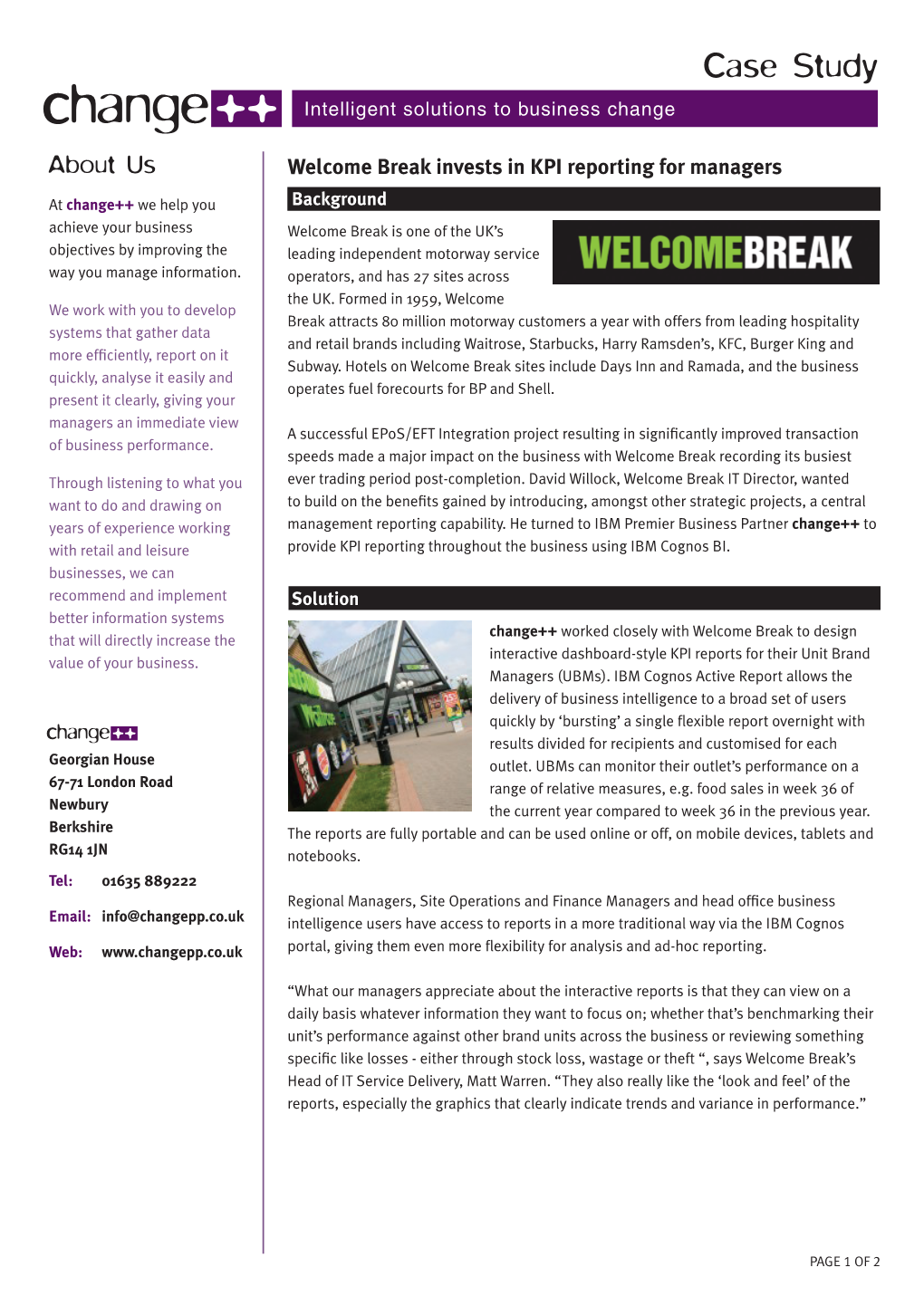 Welcome Break Invests in KPI Reporting for Managers