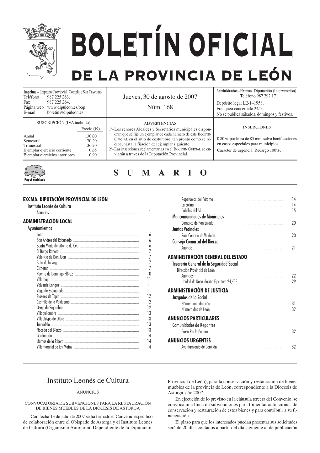 Boletín Oficial De La Provincia De León