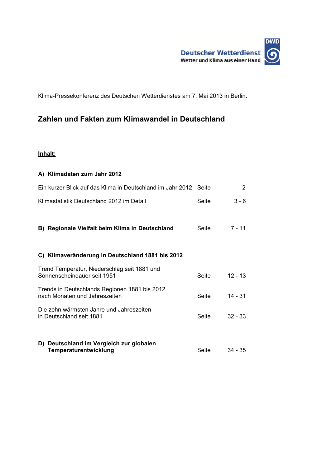 Zahlen Und Fakten Zur Klima-Pressekonferenz 2013