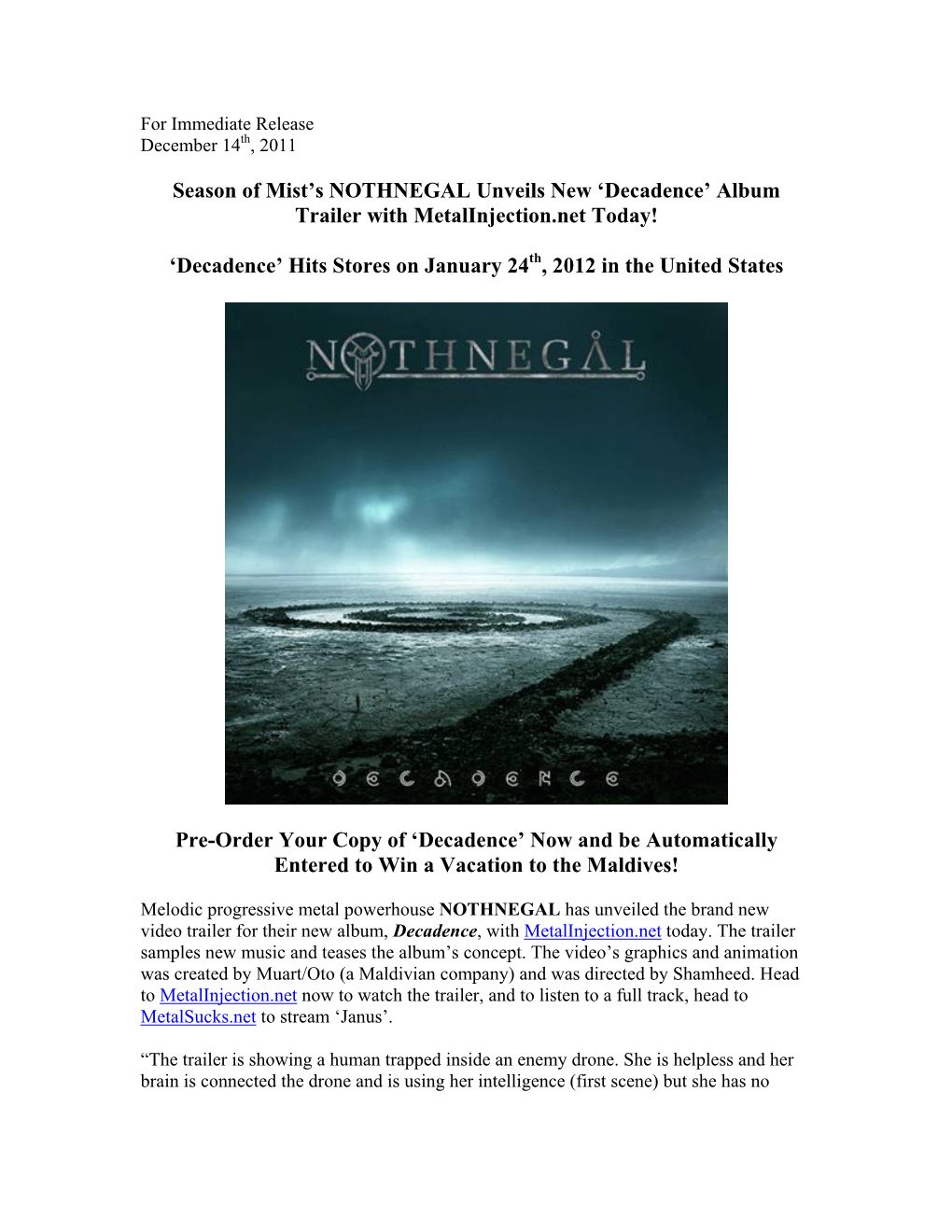 Season of Mist's NOTHNEGAL Unveils New