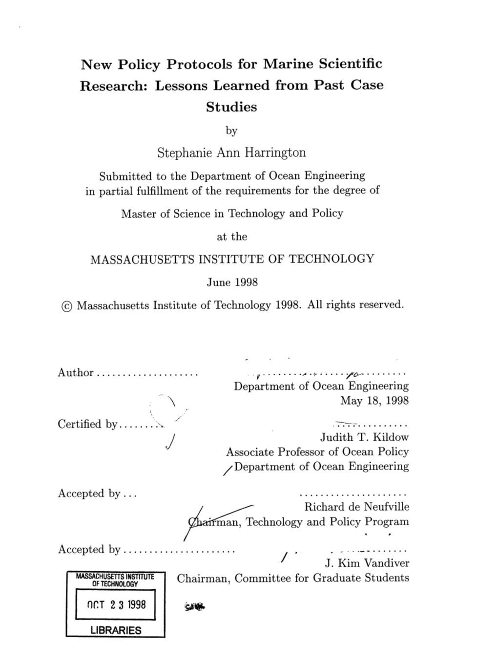 New Policy Protocols for Marine Scientific Research