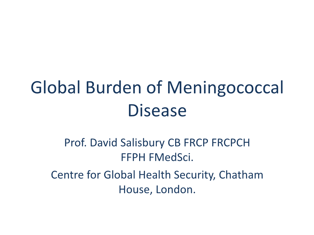 Global Burden of Meningococcal Disease