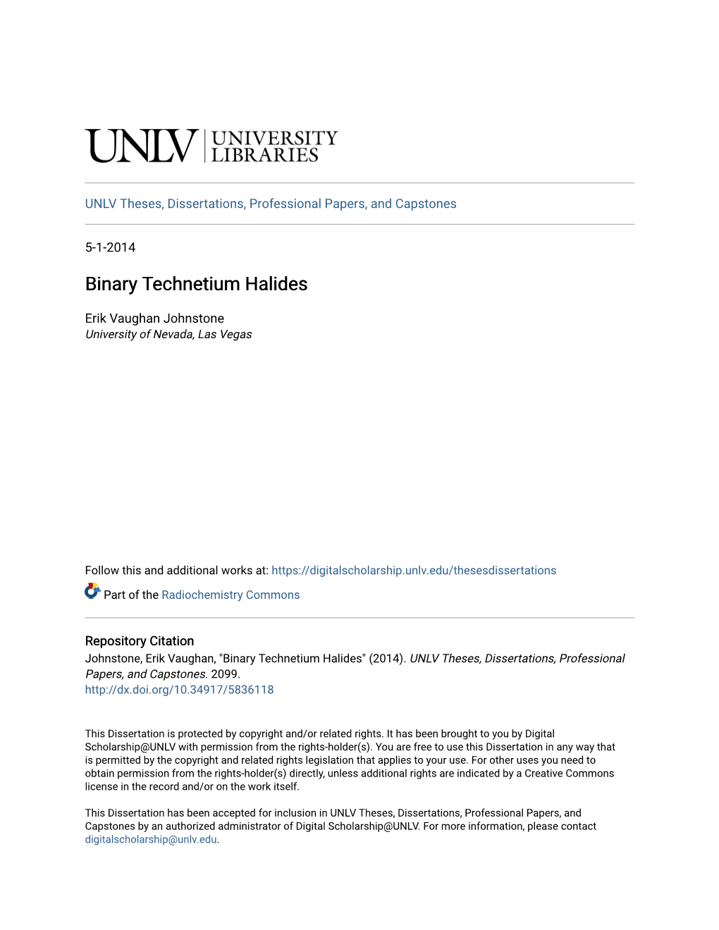 Binary Technetium Halides