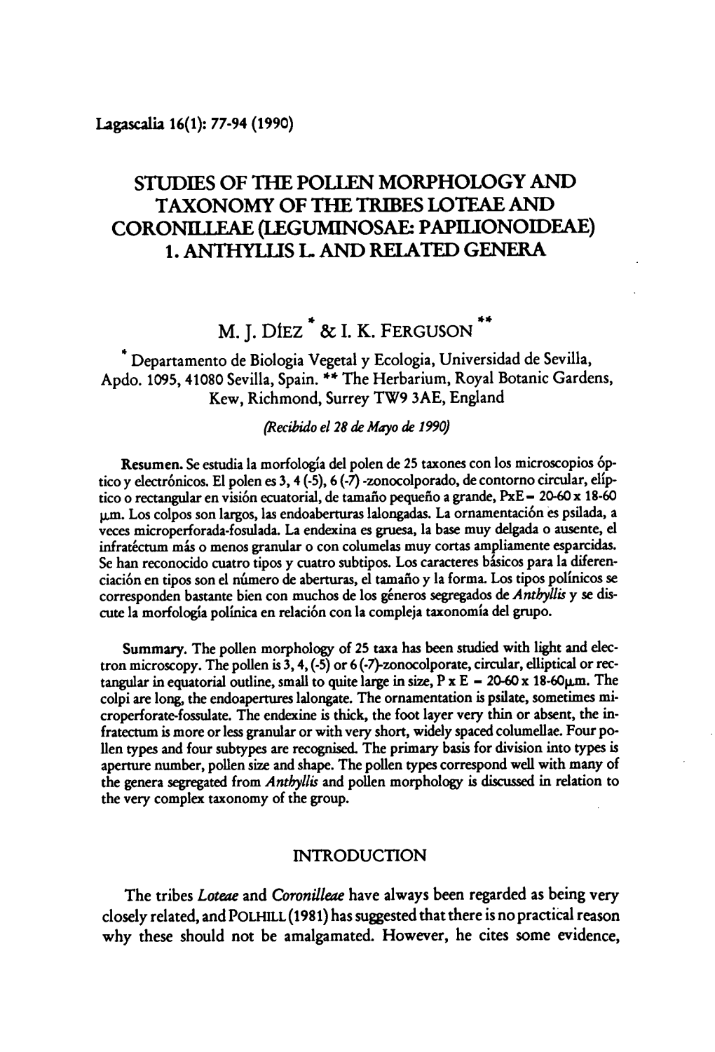 1. Anthyllis L and Related Genera