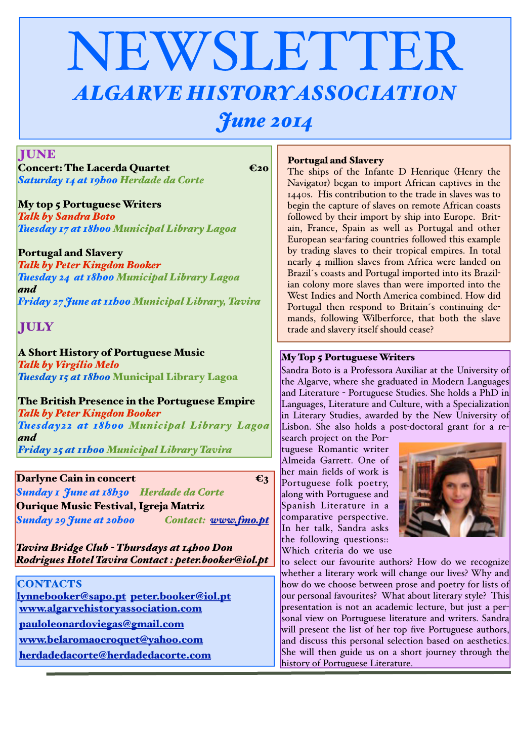 NEWSLETTER ALGARVE HISTORY ASSOCIATION June 2014