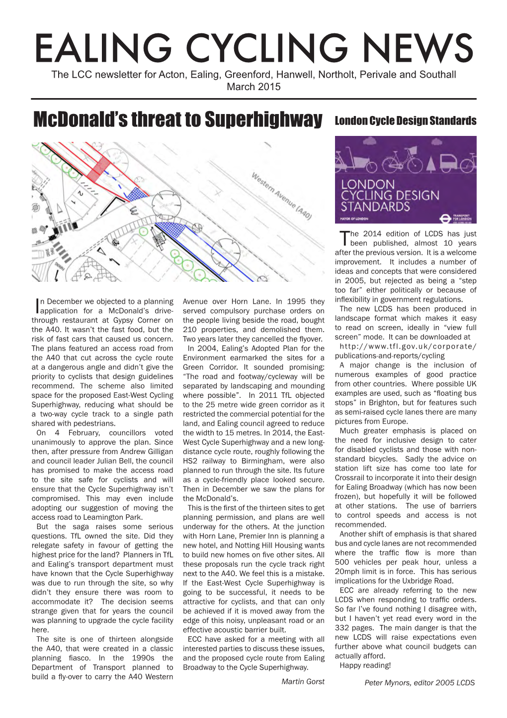 EALING CYCLING NEWS the LCC Newsletter for Acton, Ealing, Greenford, Hanwell, Northolt, Perivale and Southall March 2015