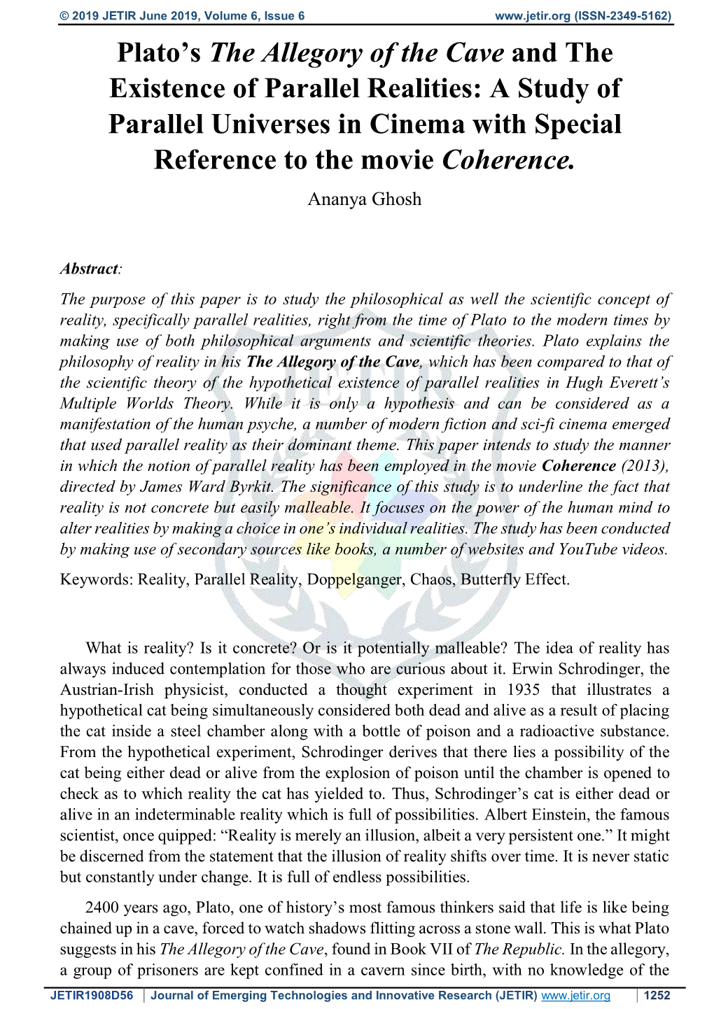 Plato's the Allegory of the Cave and the Existence of Parallel