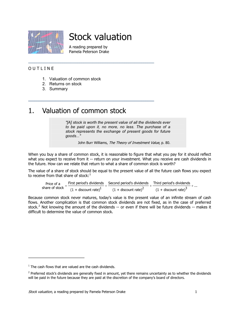 Stock Valuation Reading