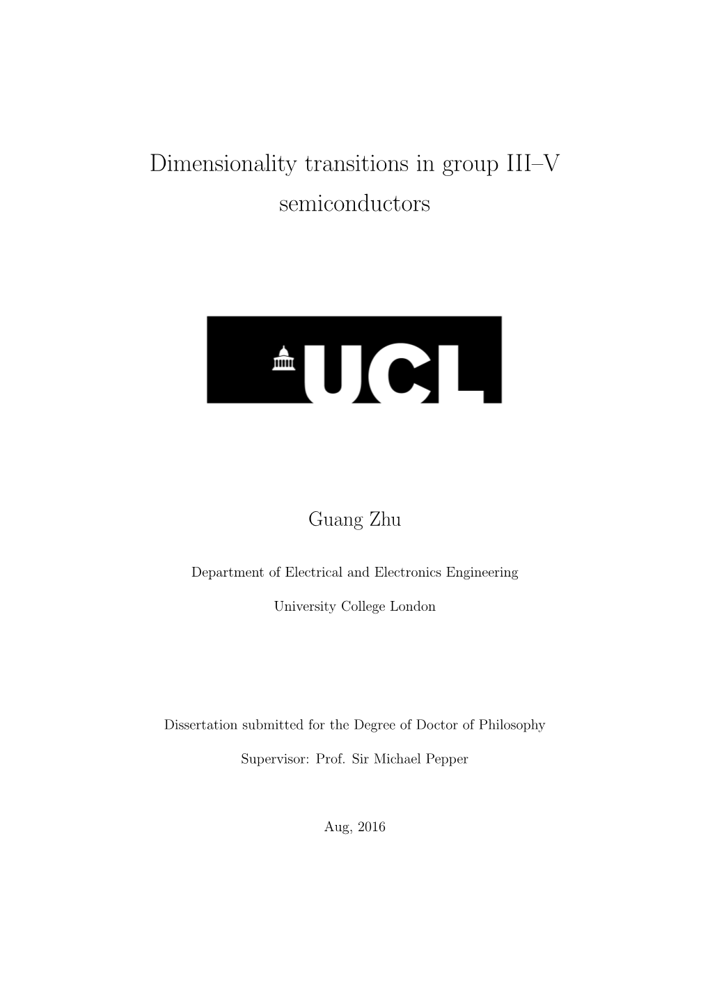 Dimensionality Transitions in Group III–V Semiconductors