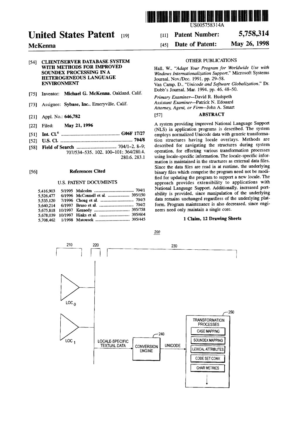 United States Patent (19) 11 Patent Number: 5,758,314 Mckenna (45) Date of Patent: May 26, 1998