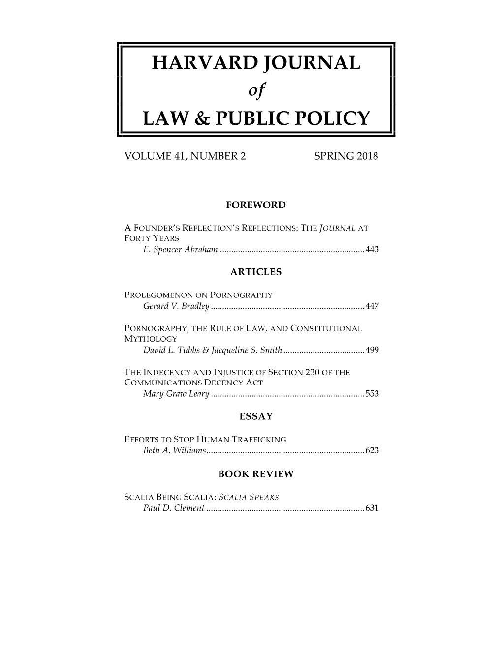 Havard Journal of Law and Public Policy