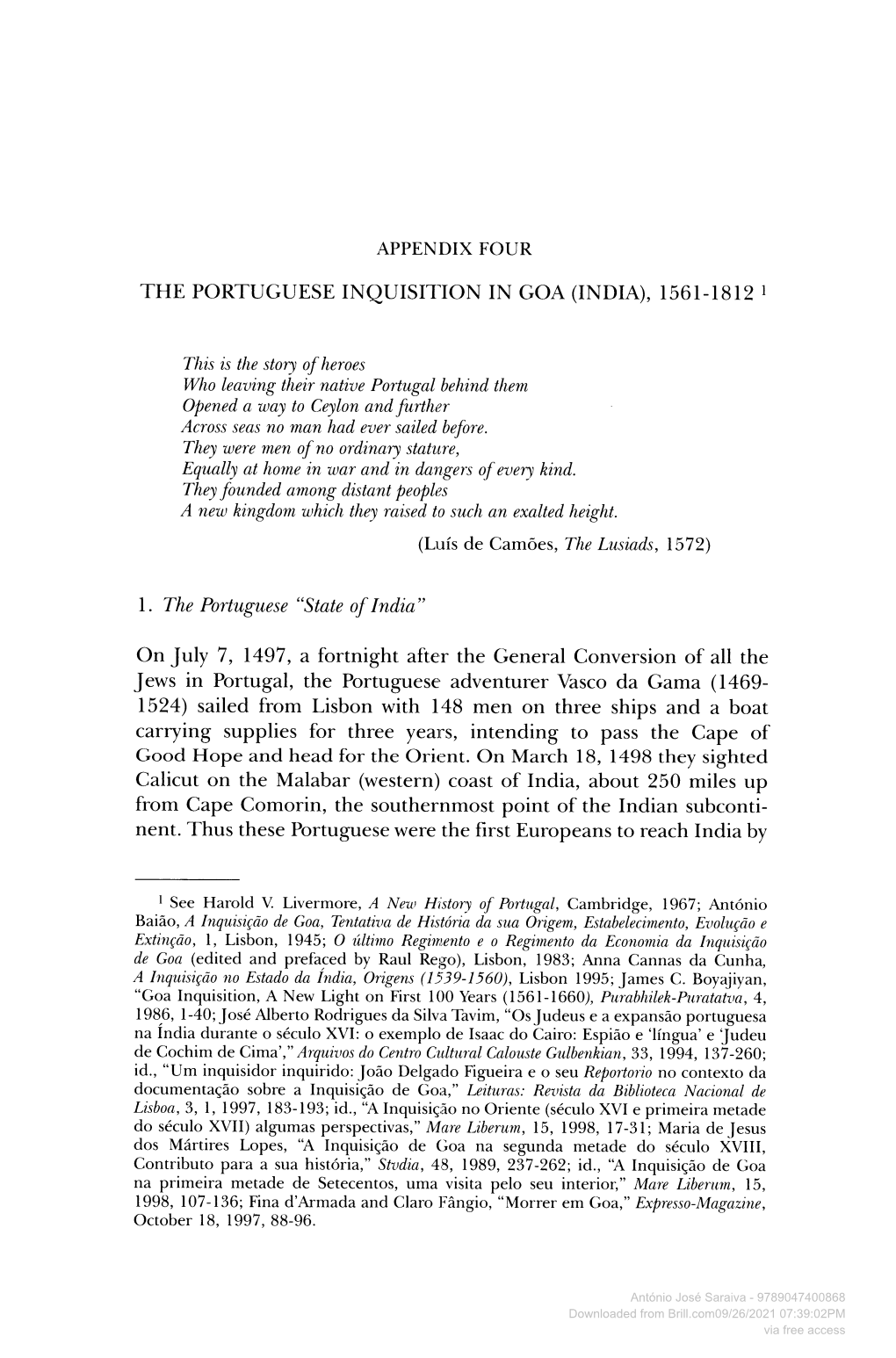 The Portuguese Inquisition in Goa (India), 1561-1812 1