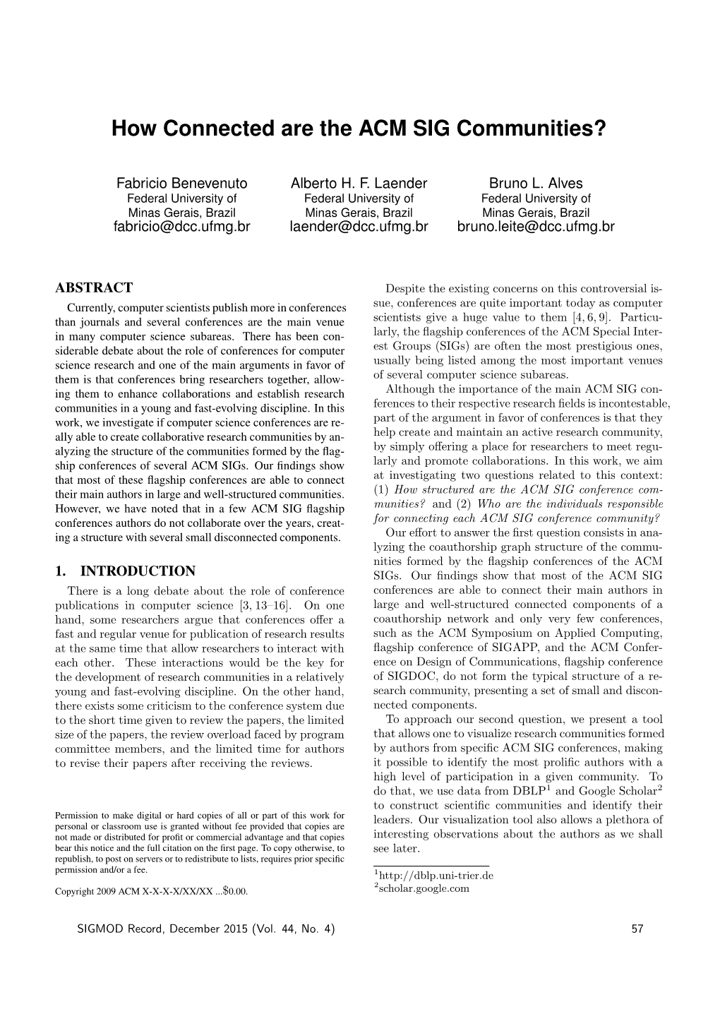 How Connected Are the ACM SIG Communities?