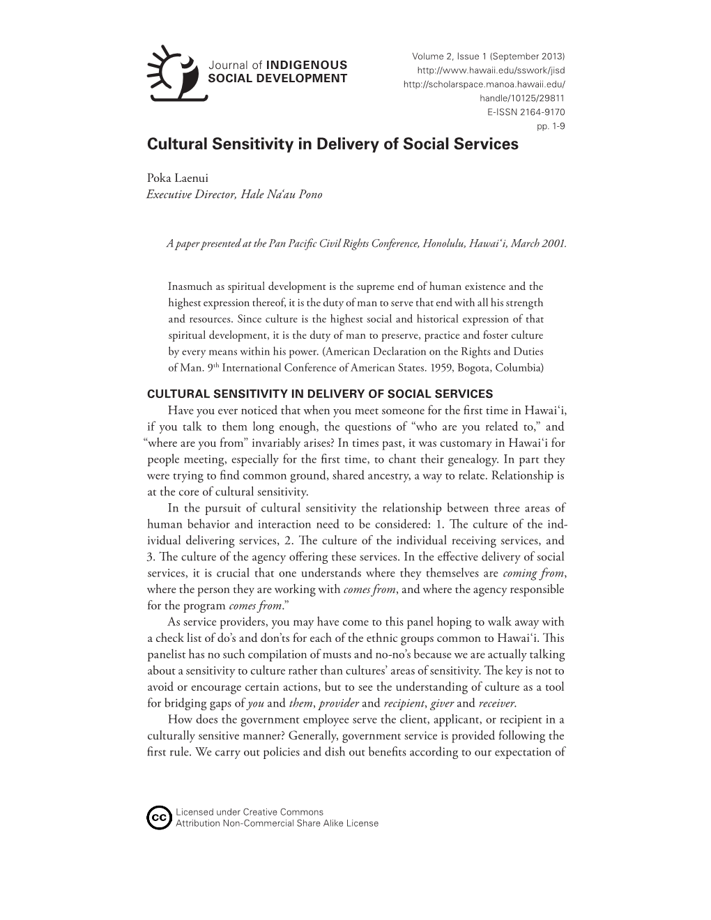 Cultural Sensitivity in Delivery of Social Services