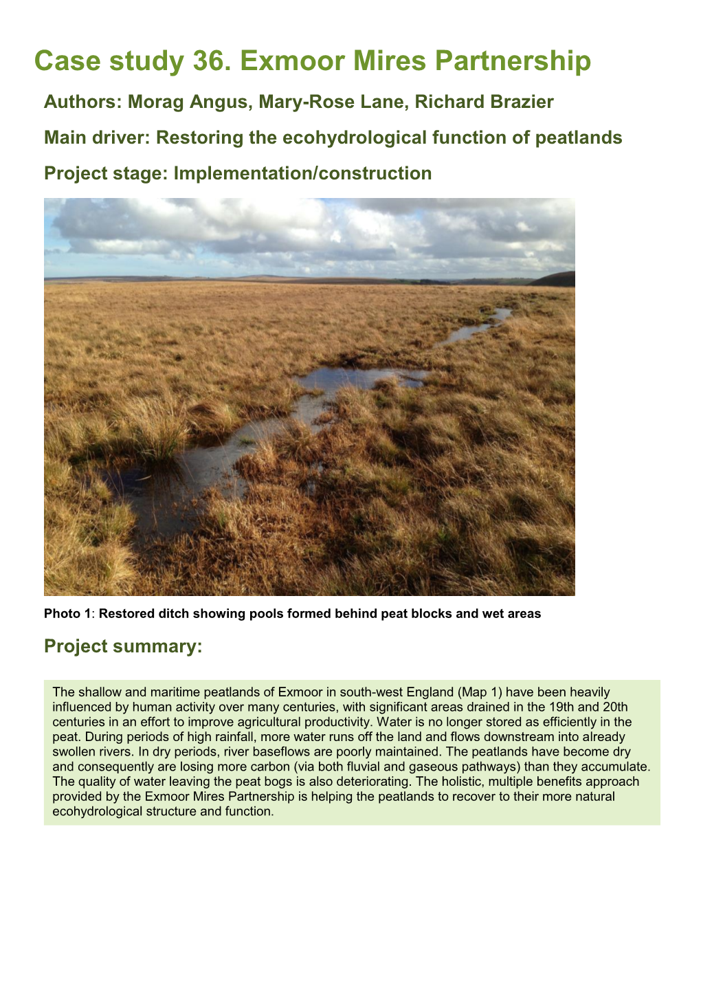 Case Study 36. Exmoor Mires Partnership