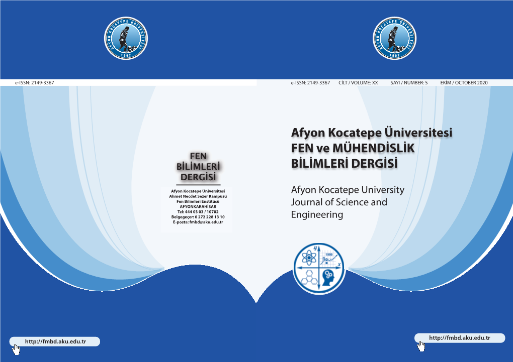 Afyon Kocatepe Üniversitesi FEN Ve MÜHENDİSLİK BİLİMLERİ DERGİSİ