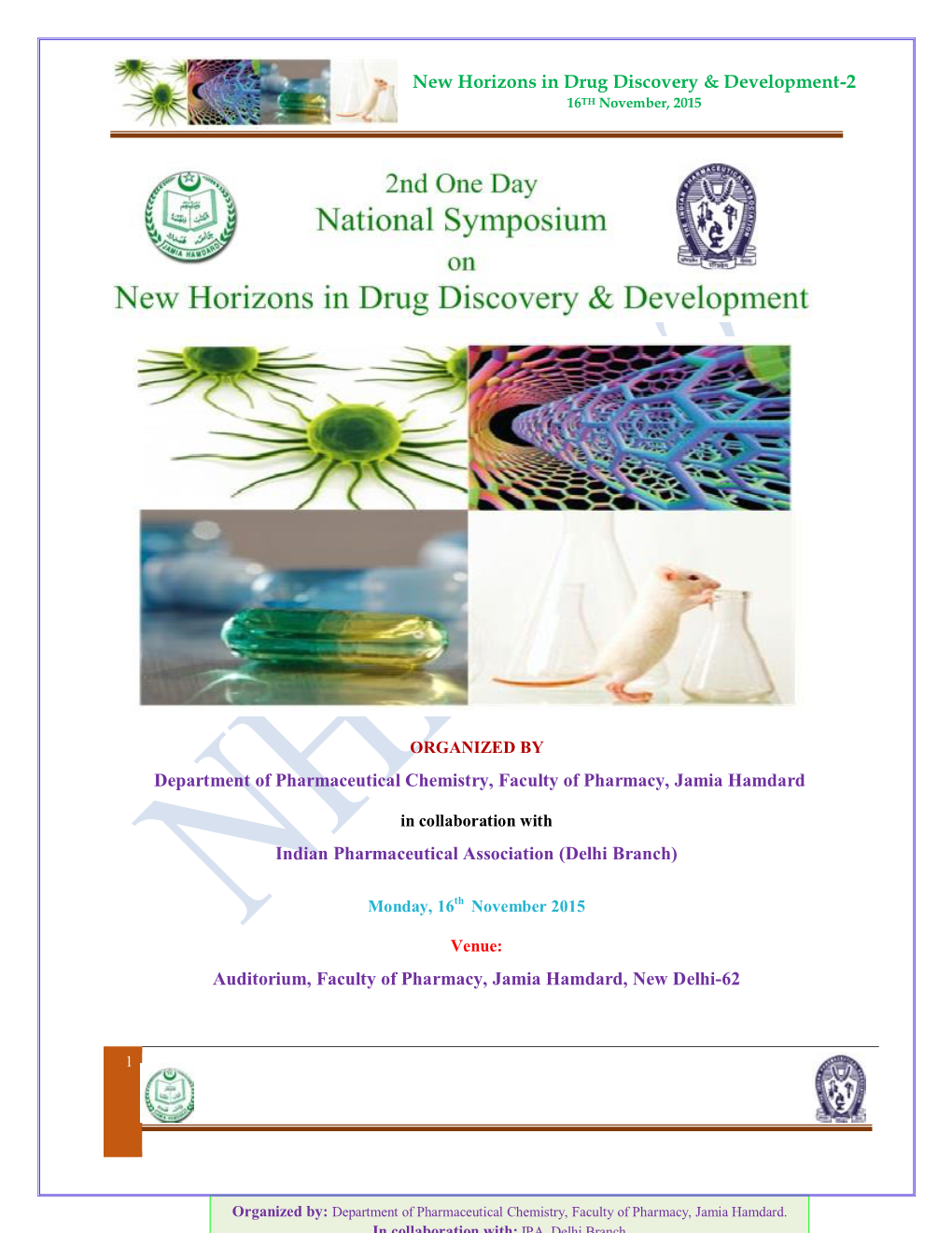 New Horizons in Drug Discovery & Development-2 Department Of