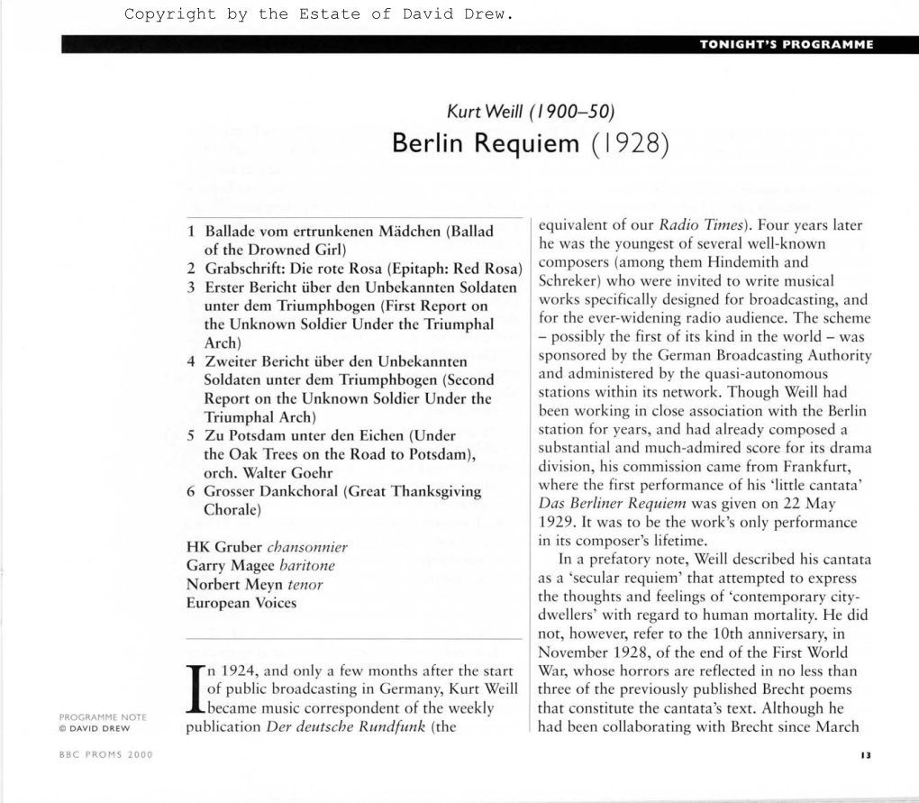 Berlin Requiem ( 1928)
