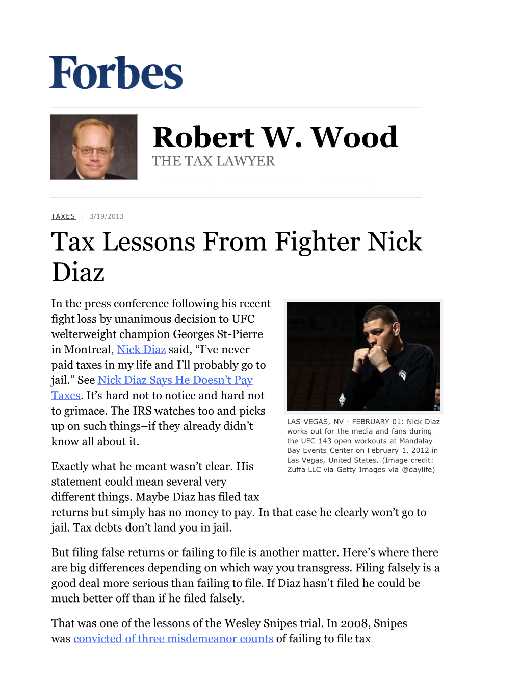 Tax Lessons from Fighter Nick Diaz