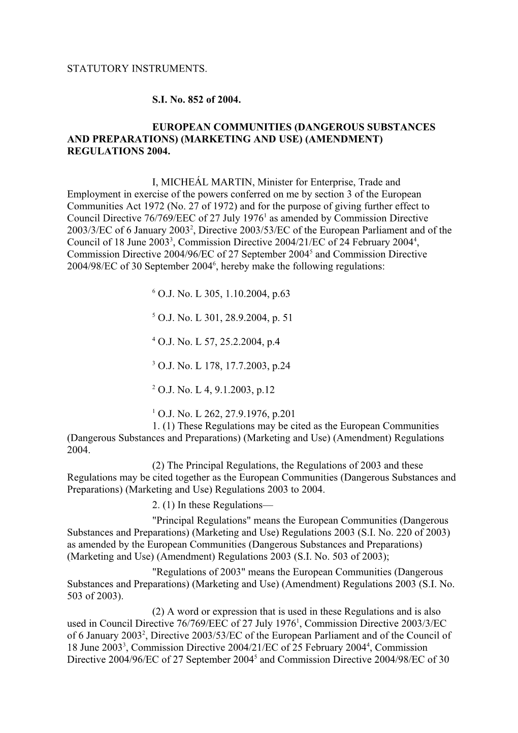 Statutory Instruments