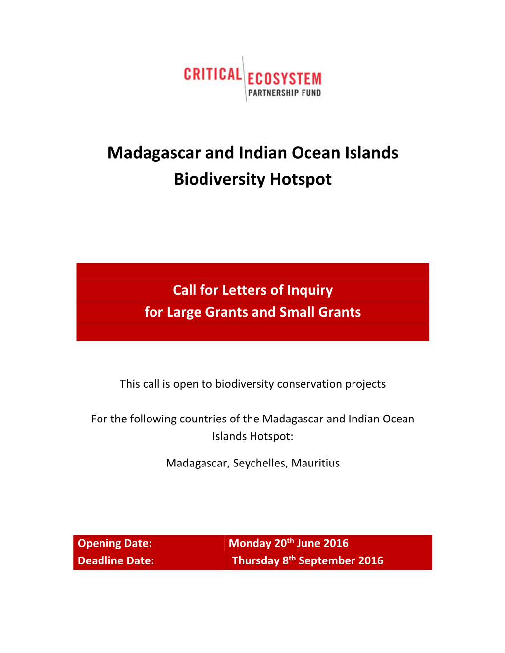 Madagascar and Indian Ocean Islands Biodiversity Hotspot