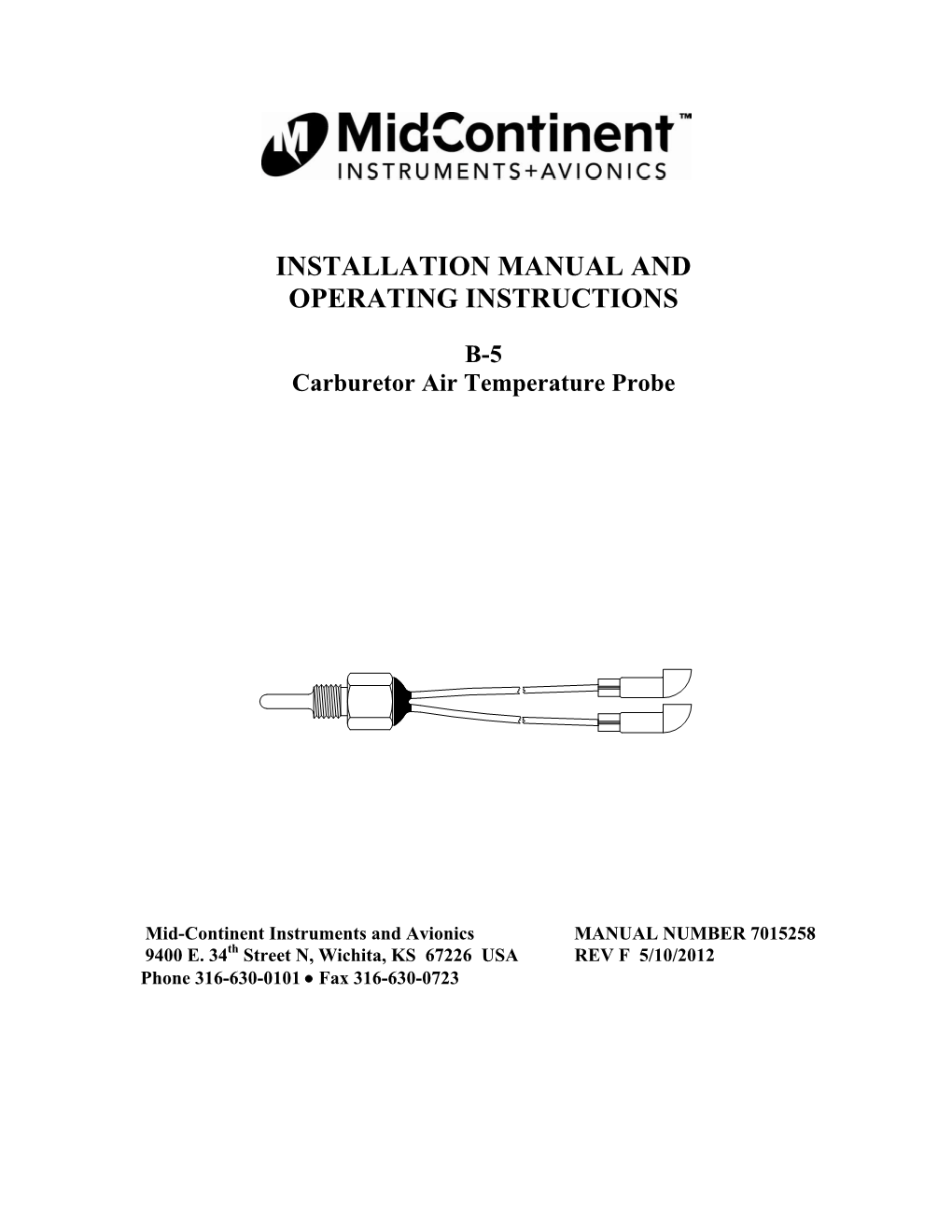 Installation Manual and Operating Instructions B-5