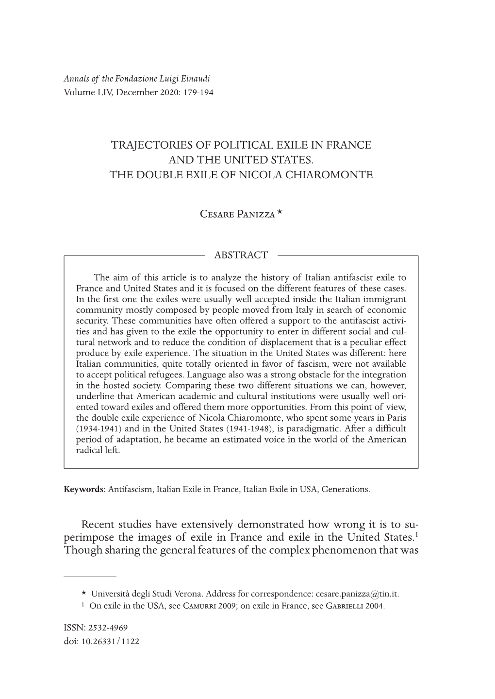 Trajectories of Political Exile in France and the United States