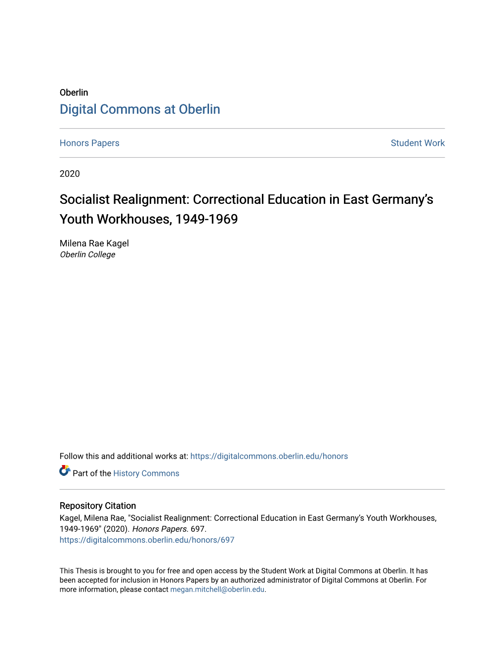 Socialist Realignment: Correctional Education in East Germany's Youth