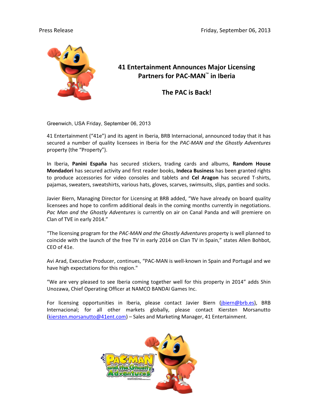 Press Release Friday, September 06, 2013