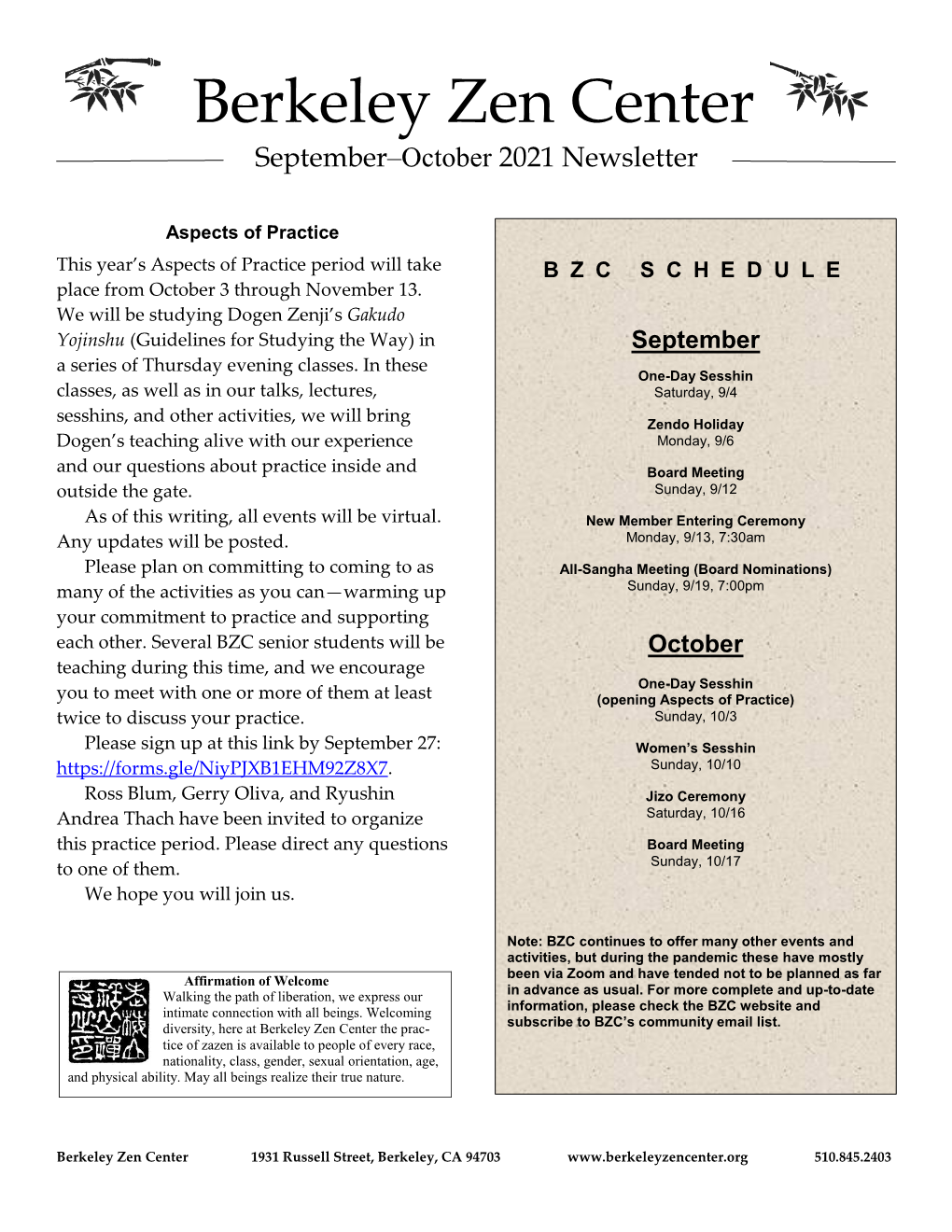 September‒October 2021 Newsletter