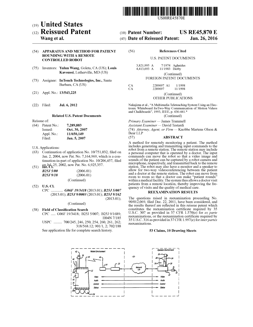 (19) United States (12) Reissued Patent (10) Patent Number: US RE45,870 E Wang Et Al