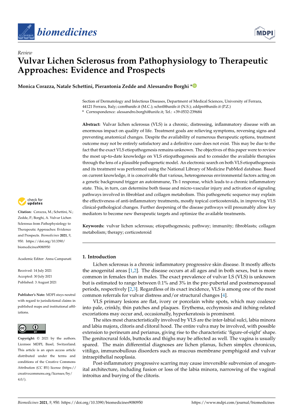 Vulvar Lichen Sclerosus from Pathophysiology to Therapeutic Approaches: Evidence and Prospects