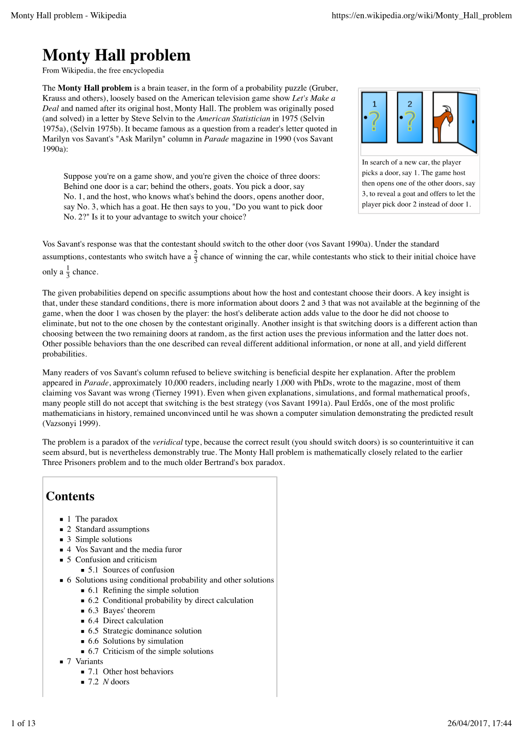 Monty Hall Problem - Wikipedia