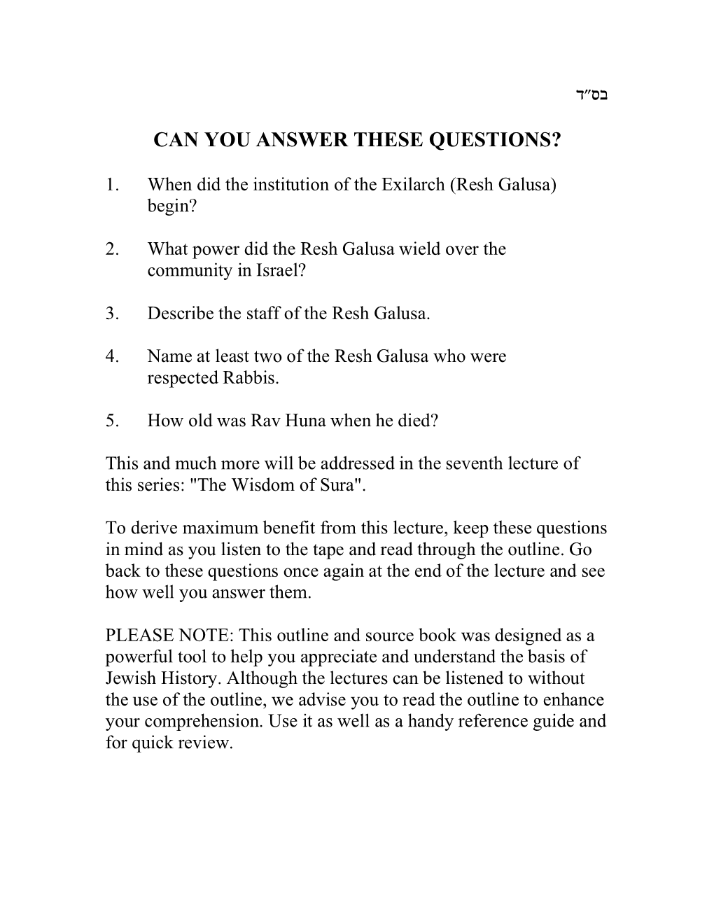 Can You Answer These Questions?