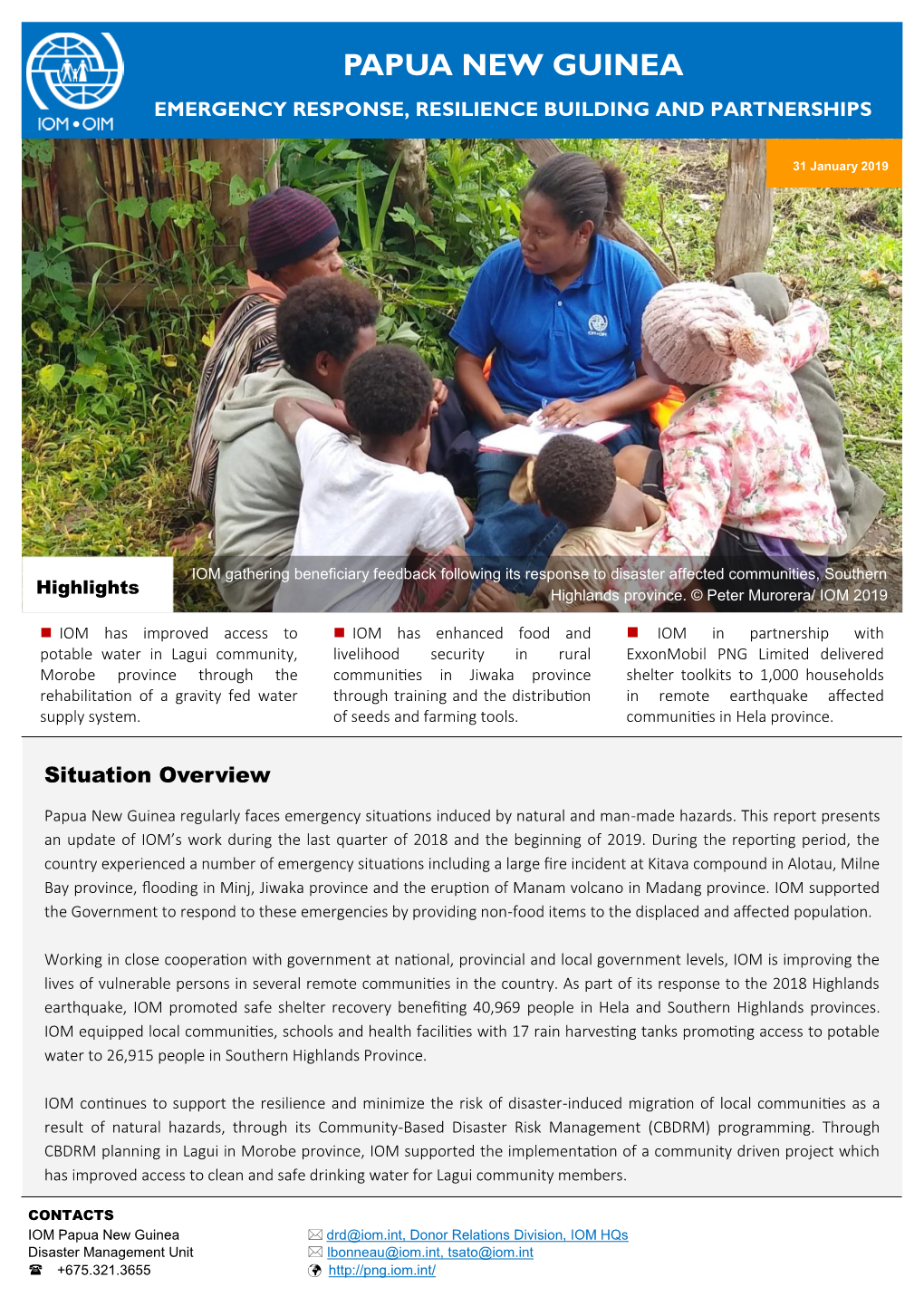 Papua New Guinea Emergency Response, Resilience Building and Partnerships