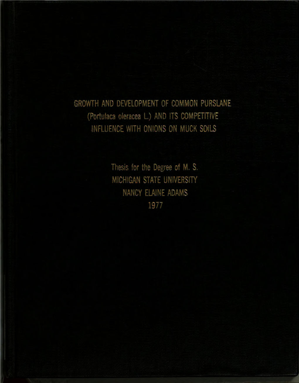 GROWTH and DEVELOPMENT of COMMON PURSLANE (Portulaca Oleracea L.) and ITS COMPETITIVE INFLUENCE with ONIONS on MUCK SOILS