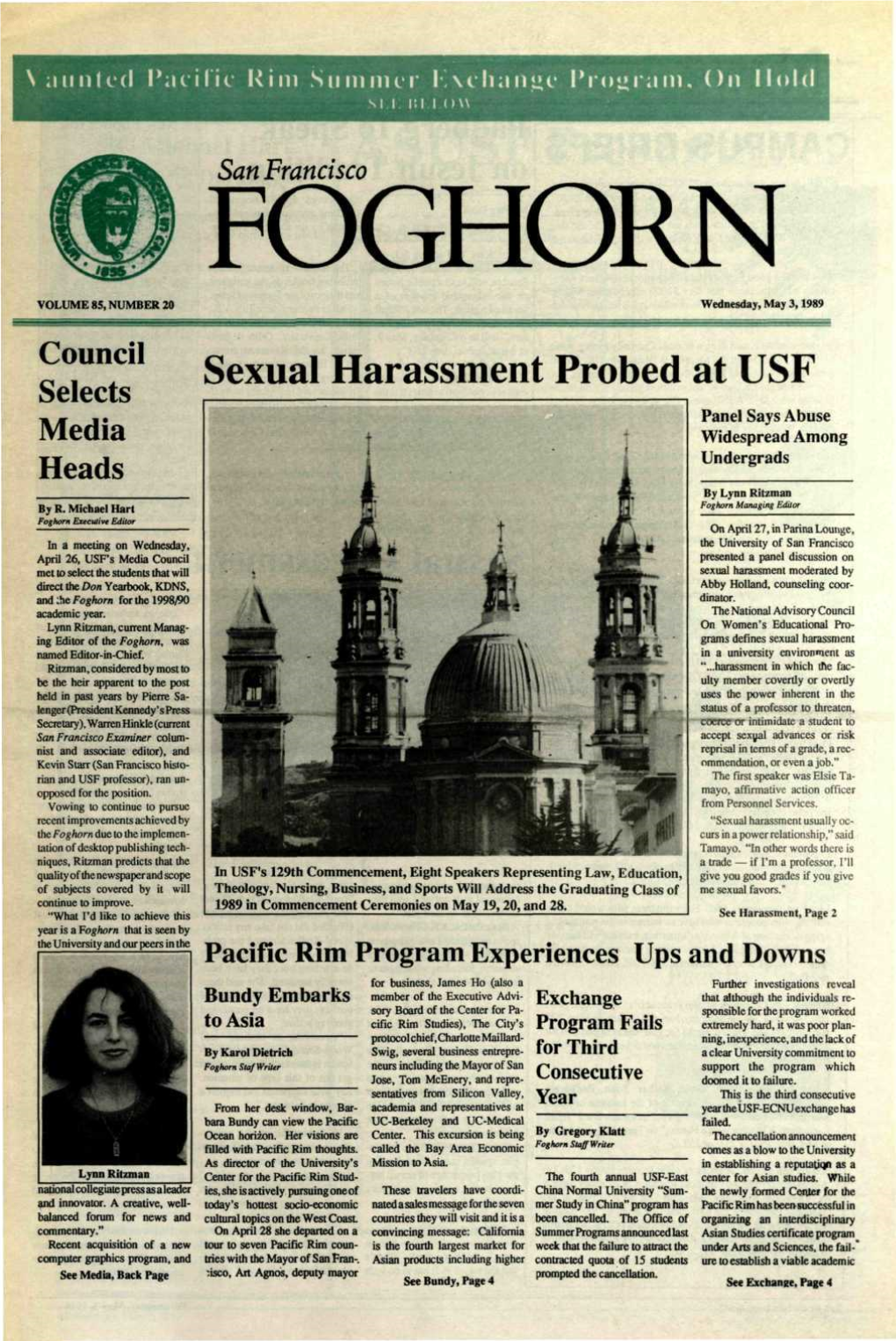 Sexual Harassment Probed at USF Selects Panel Says Abuse Media Widespread Among Heads Undergrads by Lynn Ritzman by R