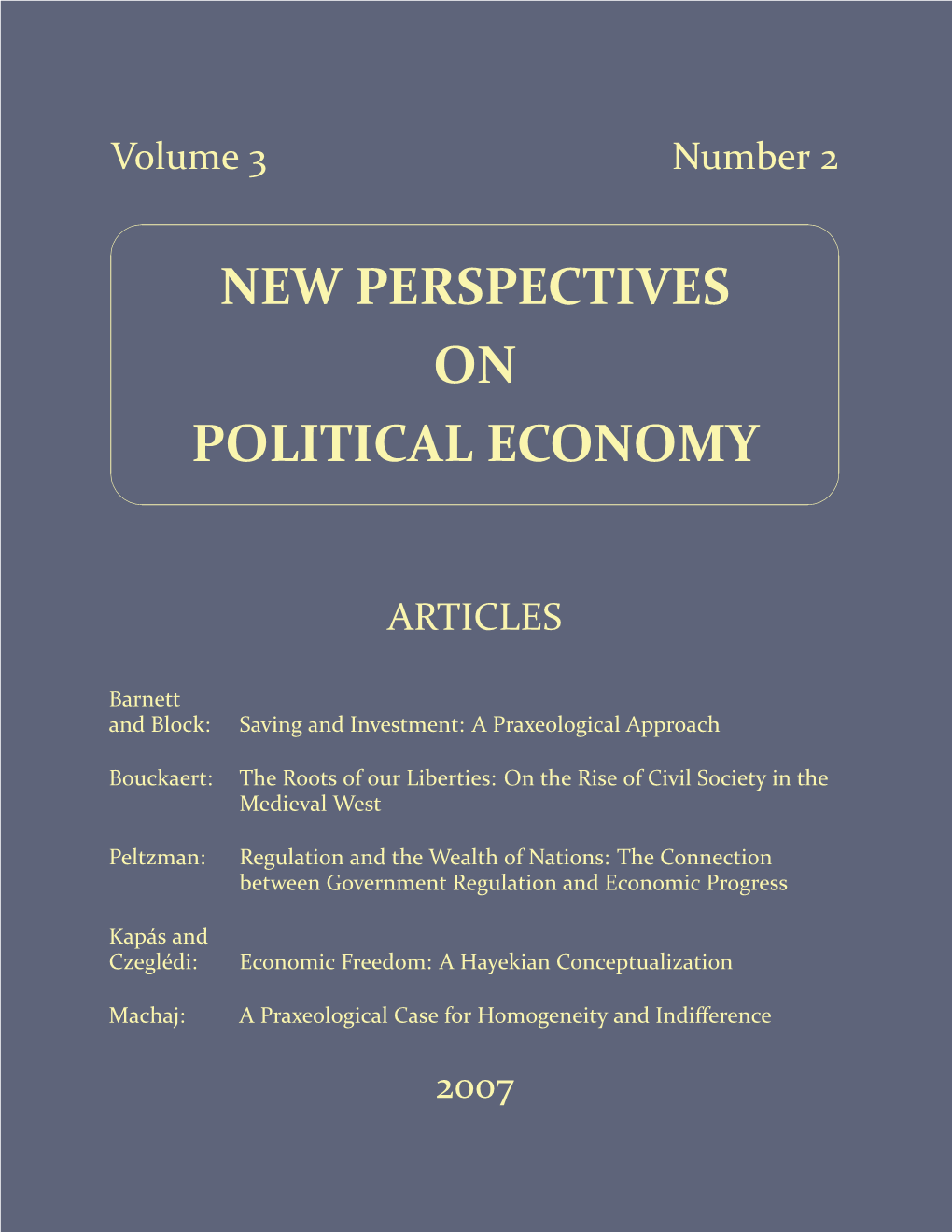 New Perspectives on Political Economy ✫ ✪