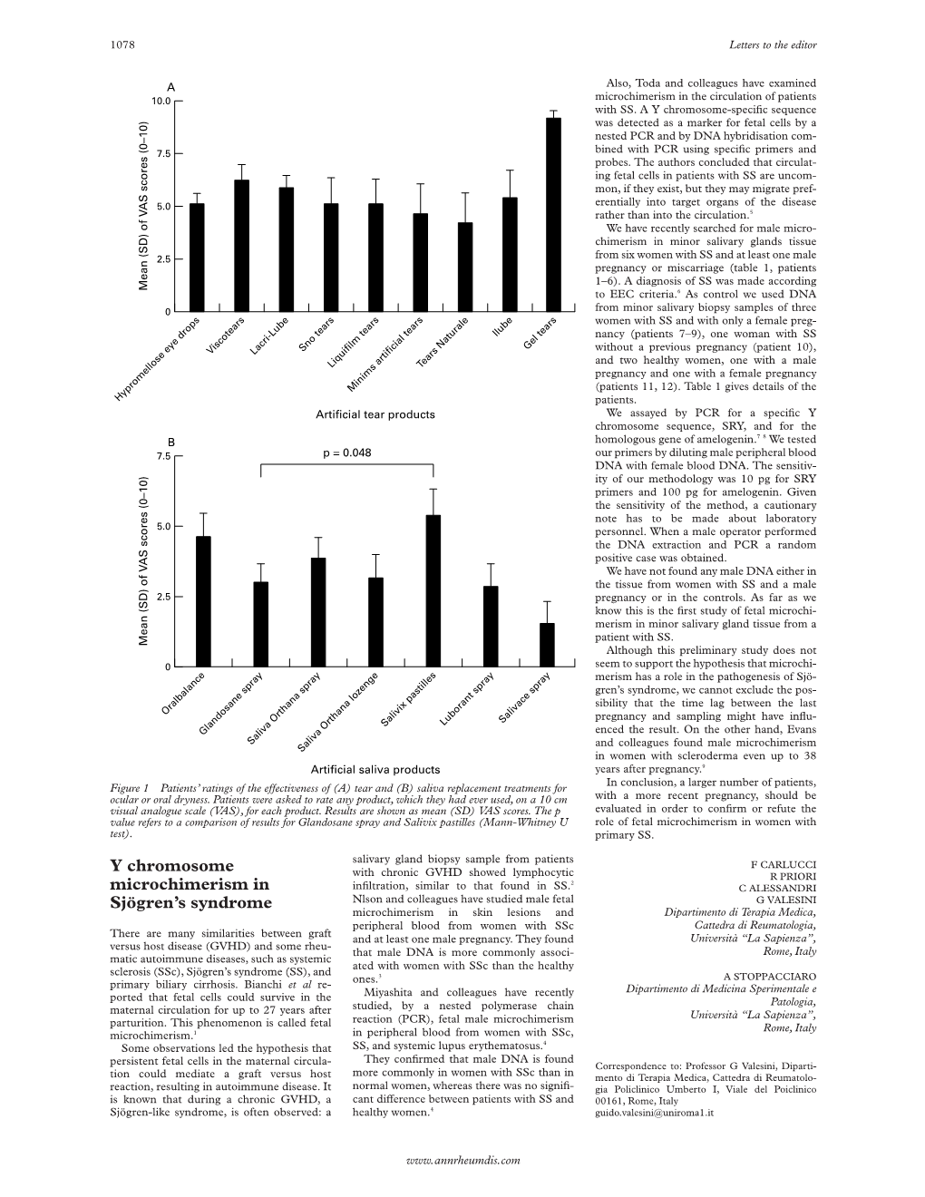 Y Chromosome Microchimerism in Sjögren's Syndrome