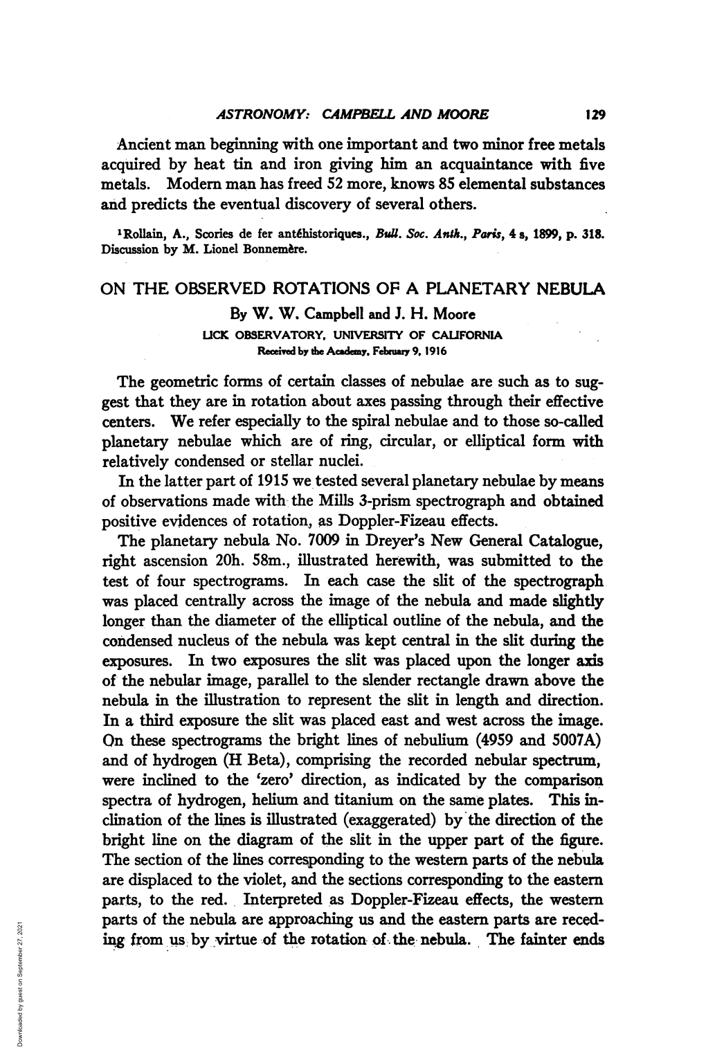 The Geometric Forms of Certain Classes of Nebulae Are Such As to Sug- the Section of the Lines Corresponding to Thewestern Parts