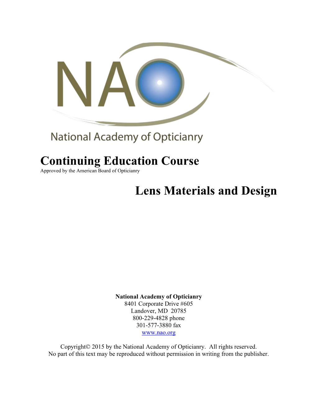 Lens Materials and Design