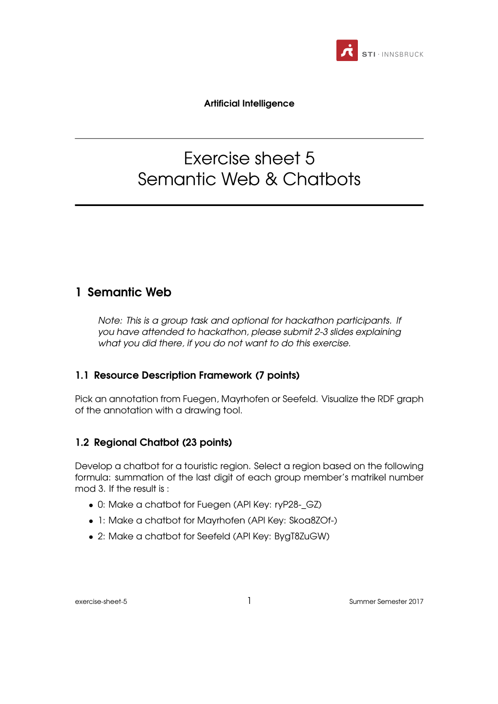 Exercise Sheet 5 Semantic Web & Chatbots