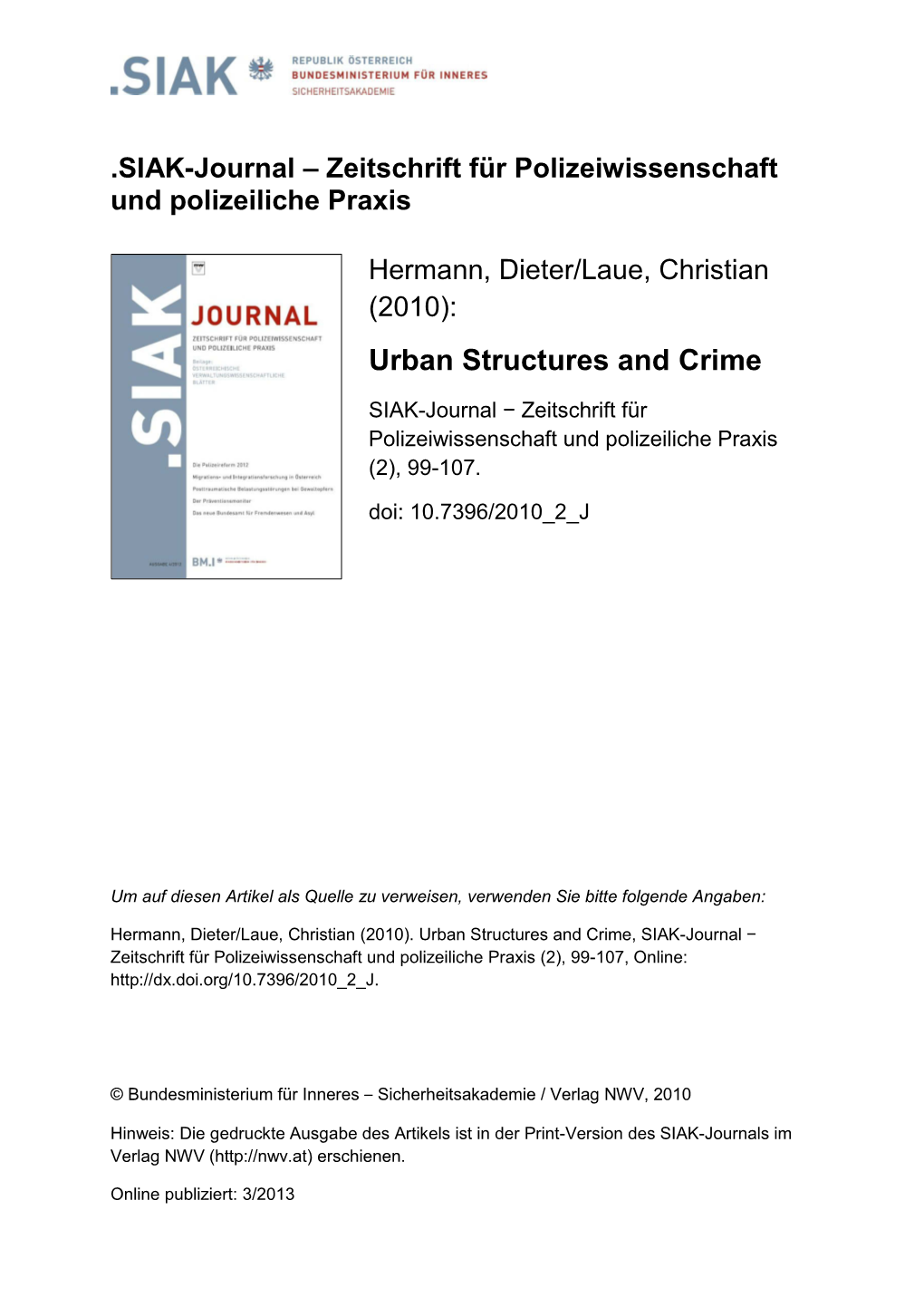 Urban Structures and Crime