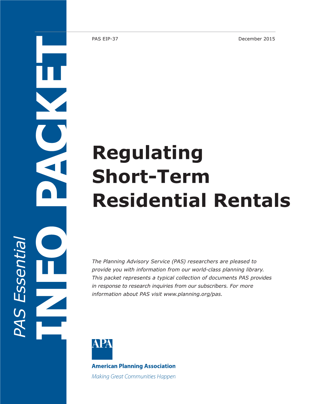 Regulating Short-Term Residential Rentals