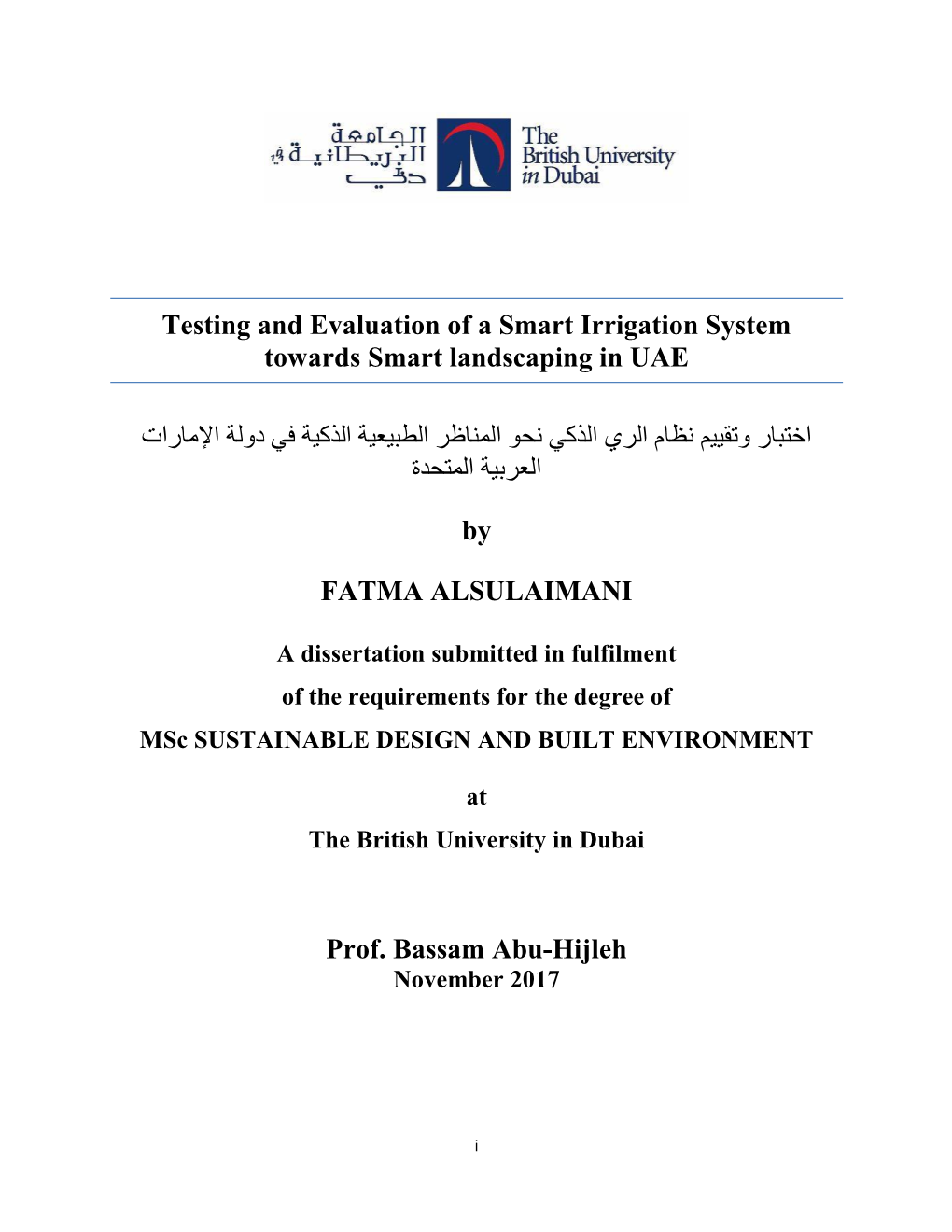 Testing and Evaluation of a Smart Irrigation System Towards Smart Landscaping in UAE