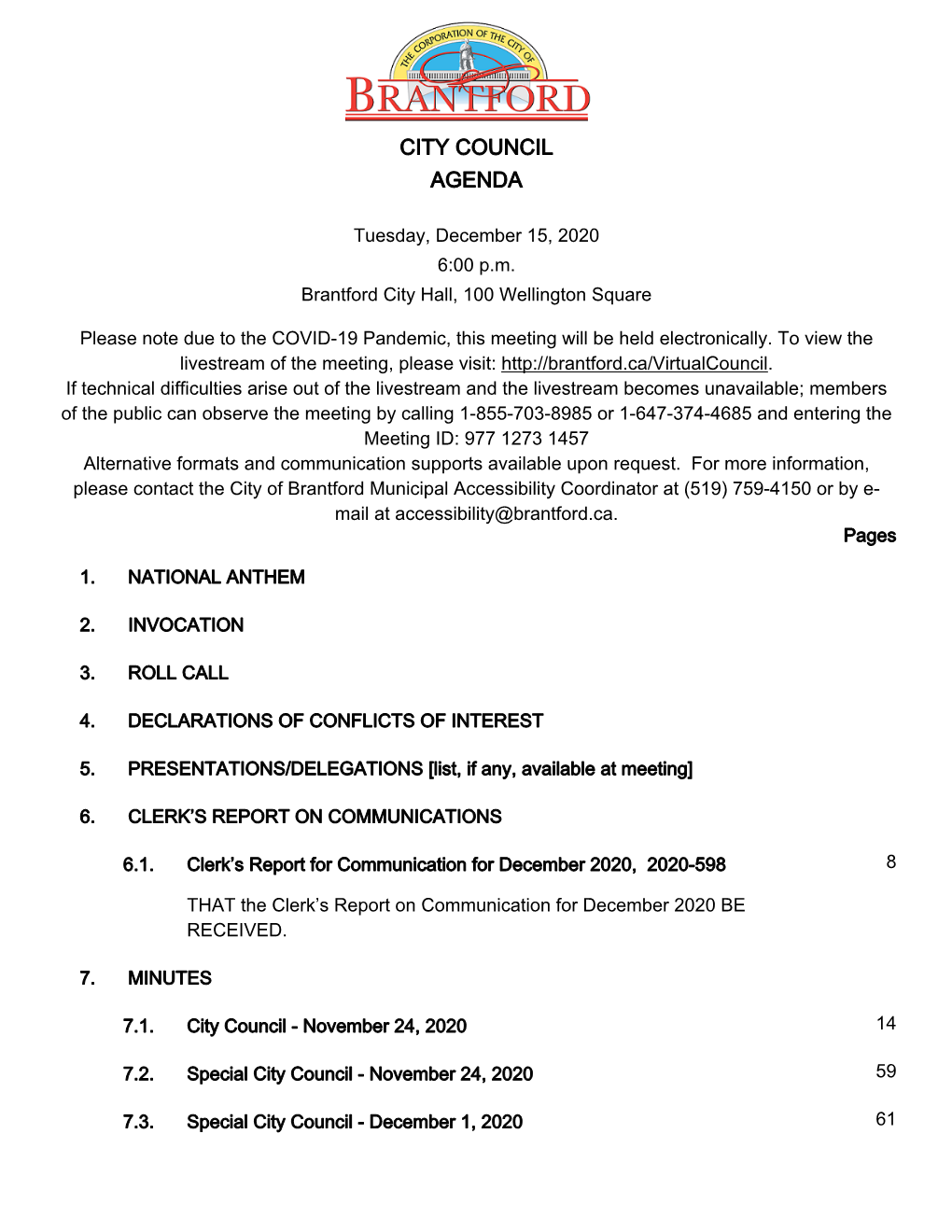 Brantford City Council Agenda Package