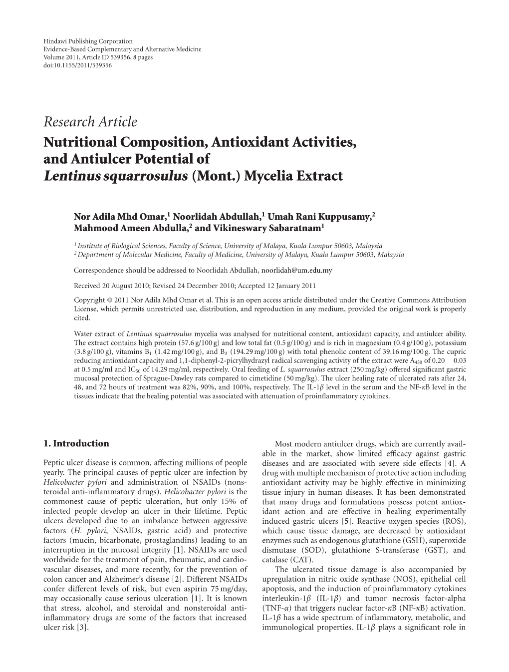 Lentinus Squarrosulus (Mont.) Mycelia Extract